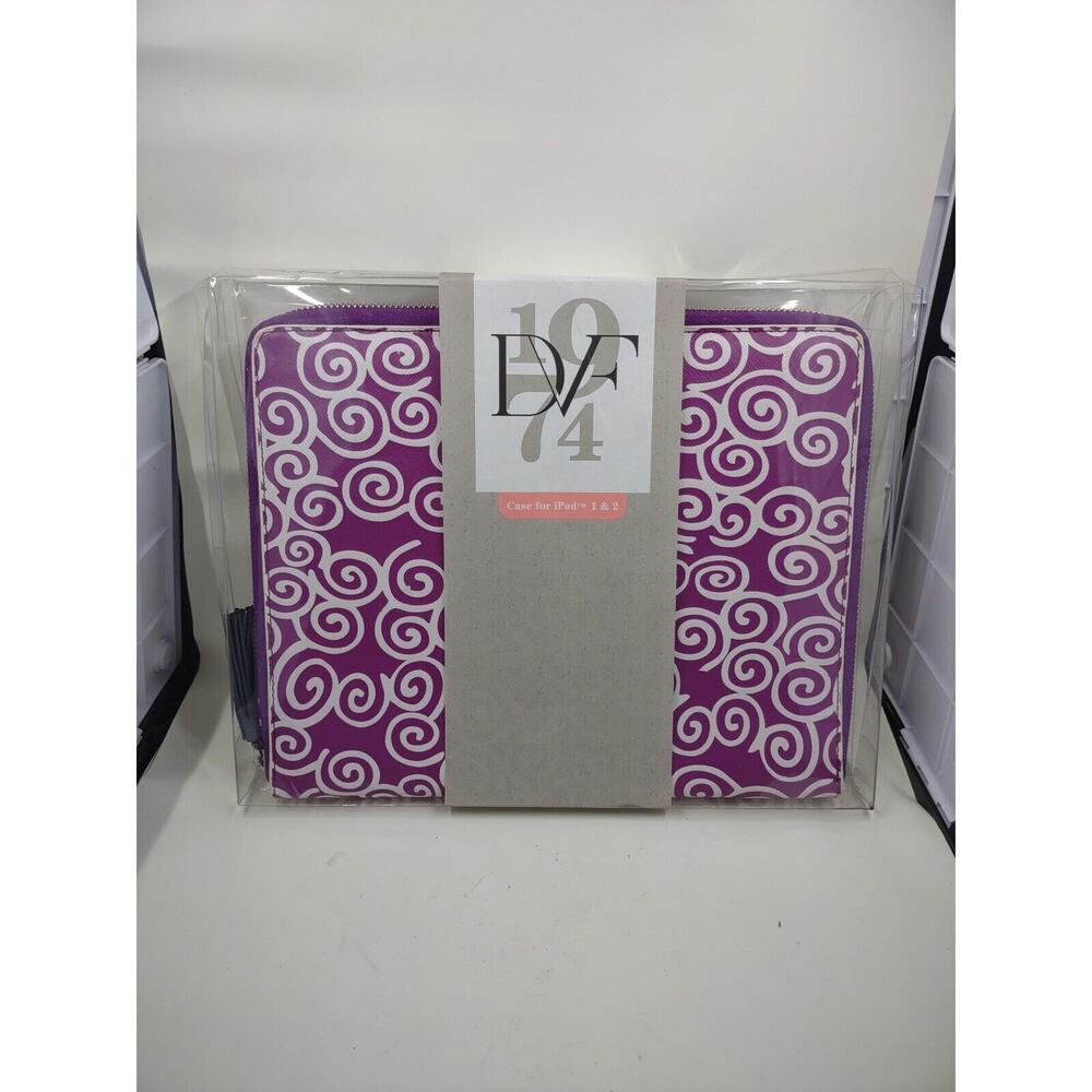 Diane von Furstenberg DVF Purple And White Swirl iPad 1 & 2 Zippered Soft Case